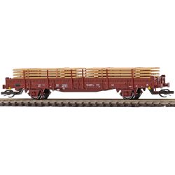 31518 TT Flachwagen mit Rungen Ks [3300] und Bretterstapel, DR, Ep. IV