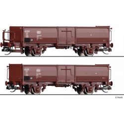 01105 TT 2er Set offenen Güterwagen E 037 mit Steinkohle, DB, Ep. IV