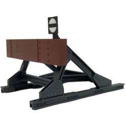 55067 0 Prellbock mit Bohle, Messing Fertigmodell, lackiert