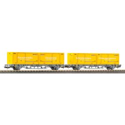 27748 H0 2er Set Containertragwagen 2x 20'' WP Post-Container, CH-AAE, Ep. VI