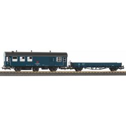 28334 H0 2er Set Umbauwagen blau, roter Keks Werkstatt + Flachwagen Ks