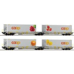 6600323 H0 2er Set Doppeltaschenwagen T2000 + Coop, Ep. VI, Set 2