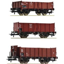 6600303 H0 3er Set offene Güterwagen, DB, Ep. III