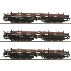 Roco 6600263 H0 3er Set Schwerlastwagen NS Epoche IV mit Brammen