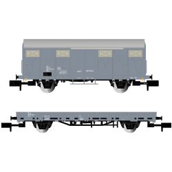 HN6716 N Wagenset mit Dienstwagen und Flachwagen, FS, Ep. V