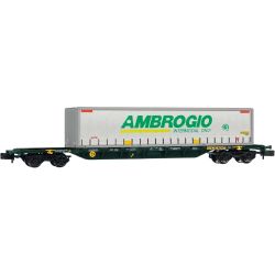 HN6730 N Containerwagen Sgnss mit Wechselaufbau 'AMBROGIO', CEMAT, Ep. V-VI
