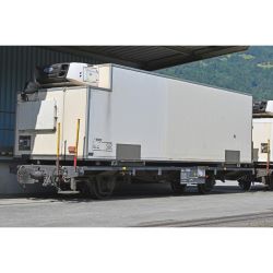 2269161 H0m Güterwagen Lb-v 7864 mit Kühlcontainer Y 11601, RhB, Ep. VI