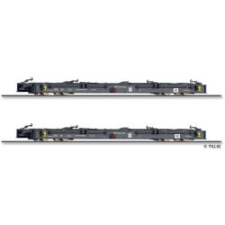05975 H0e 2er Set Schmalspur-Rollwagen Rf4, DR, Ep. III