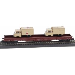 18146 TT Niederbordwagen Res 3936, DR, Ep. IV, beladen mit zwei LKW Robur 1801