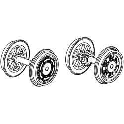 ET21000-76 DC-Radsatz mit Zahnrad (2 Stück)