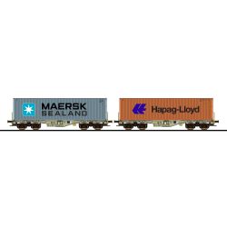 36604 H0 Containertragwagen Sgmmns, D-AAEC, Ep. VI, Container MSKU + HLXU
