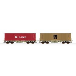 36606 H0 Containertragwagen Sgmmns, D-AAEC, Ep. VI, Container KKLU + MEDU