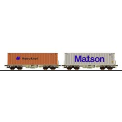 36608 H0 Containertragwagen Sgmmns, D-AAEC, Ep. VI, Container HLXU + MATU