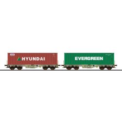 36609 H0 Containertragwagen Sgmmns, D-AAEC, Ep. VI, Container HDMU + EGHU