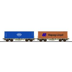 36610 H0 Containertragwagen Sgmmns, D-AAEC, Ep. VI, Container CSNU + HLXU