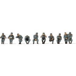 Preiser 16622 H0 Geschützbedienung, aufgesessen, Luftwaffe 1939-45, 10 unbemalte Figuren