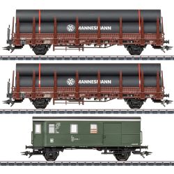 Märklin 46569 H0 3er Set Rungenwagen mit Begleitwagen, DB, Ep. IV