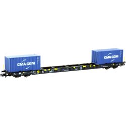 H23106 N Containerwagen Sggnss '80, RheinCargo, Ep. VI 'CMA CGM'