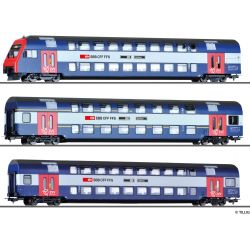 70083 H0 3er Set Doppelstockwagen mit Steuerwagen, SBB, Ep. V-VI