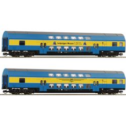 6280091 TT 2er Set Doppelstockwagen DR Ep.IV Leipziger Messe