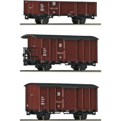 6640008 H0e 3er Set Güterwagen DR Ep.III-IV