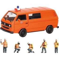 098281 H0 Volkswagen (VW) T3 Feuerwehr + 151679 Feuerwehrkräfte