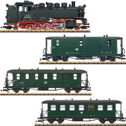 LGB 21484 G Dampflok VII K, DR, Ep. IV + 30326 + 36371 + 36372 Personenwagen Set