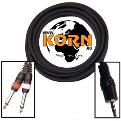 KORN Kabel Klinke stereo 3,5mm / 2x Klinke 6,3mm mono 3m