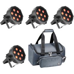 Cameo FLAT PAR CAN TRI 3W IR - 7 x 3 W TRI Colour 4er Set + Tasche