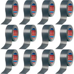 tesa 4610 Gaffa Tape Duct Tape BASIC 50mm silber-matt 50m | 12er Pack