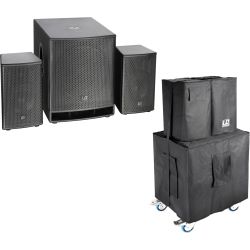 LD Systems Dave 18 G3 aktiv Anlage + Hüllen + Rollbrett Set