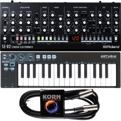Roland SE-02 Analog Synthesizer + Arturia KeyStep BE + Midikabel Set