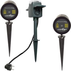Laserworld Laser GS-250 RGB move  2er Set + Gartensteckdose mit Zeitschaltuhr