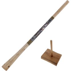 Terre Didgeridoo Teak bemalt 130cm + Wurzelholz Ständer