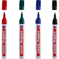 edding 3000 Permanentmarker 1,5 - 3 mm rot + grün + blau + schwarz SET