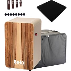 Sela Cajon CaSela Pro Satin Nuss SE-010 + Tasche + Sitzpad + MultiClap