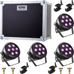 Cameo ROOT PAR 4 7 x 4 W RGBW 4er Set + Klammern + Zapfen + Hardcase