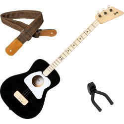 Loog PRO Acoustic Guitar Black Kindergitarre + Gurt + Wandhalter