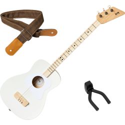 Loog PRO Acoustic Guitar White Kindergitarre + Gurt + Wandhalter