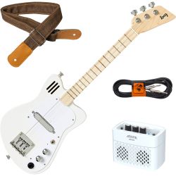 Loog Mini Electric Guitars White Kindergitarre + Verstärker + Kabel + Gurt