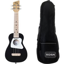 Loog Ukulele für Kinder schwarz + KORN Gigbag f. Sopran-Ukulele