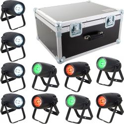 10x EUROLITE LED PST-10 QCL Spot + Case inkl. Zubehörfach
