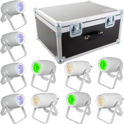 10x EUROLITE LED PST-10 QCL Spot withe +  Case inkl. Zubehörfach