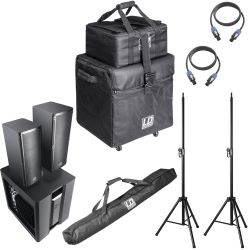 LD Systems Dave 8 Roadie System BK + Stativ + Kabel Set + Schutzhüllen