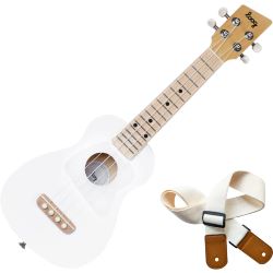 Loog Ukulele für Kinder weiß + AMD Ukulele Gurt Weiß