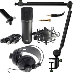 Podcast USB Mikrofon + Geschlossener Kopfhörer + Tisch Mikrofonarm Startset
