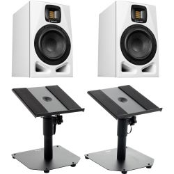 ADAM Audio A7V Weiß limitiert Studiomonitor Tischstativ Set
