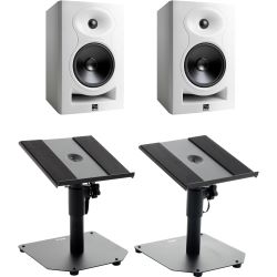 Kali Audio LP-6 2nd Wave Studio Monitor weiß Tischstativ Set