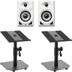 Pioneer DJ DM-40BT-W Studiomonitor Tischstativ Set