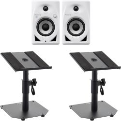 Pioneer DJ DM-40D-BT-W Weiß Studiomonitor Tischstativ Set